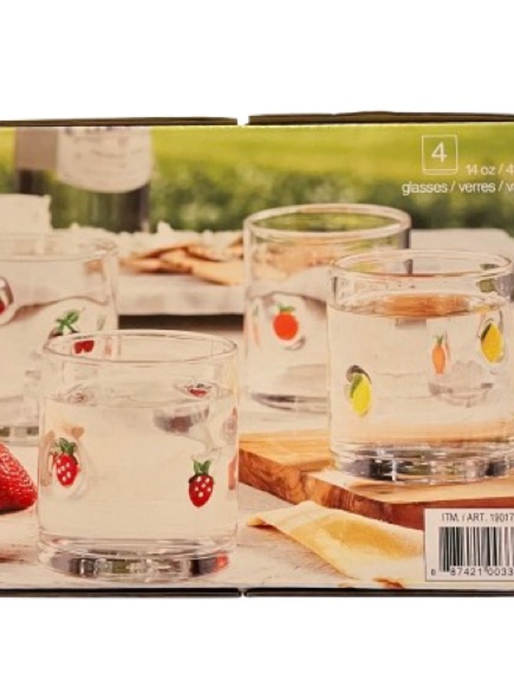 🆕- Set of 4 Fruit Motif Clear Glass Tumbler Set - New in Box. - Picture 6 of 10